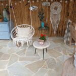 Brasil Yellow Large Flagstones met Zandbeige voeg