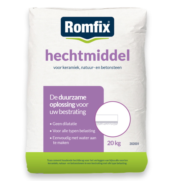 ROMFIX hechtmiddel 20 kg – hechtbrug voor keramiek, natuur- en betonsteen Hechtmiddel voor natuursteen en flagstones – sterke verbinding met drainagemortel
